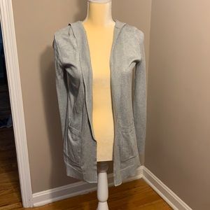 Gray hooded cardigan